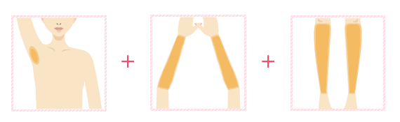 両ワキ＋ひじ下＋ひざ下